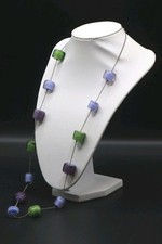 SENT MURANO Collana Vintage In Vetro Verde E Viola - Alta Qualità, Firmato