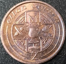 Isola Di Man GROSSA MONETA 2 Penny 1990 CIRCOLATA