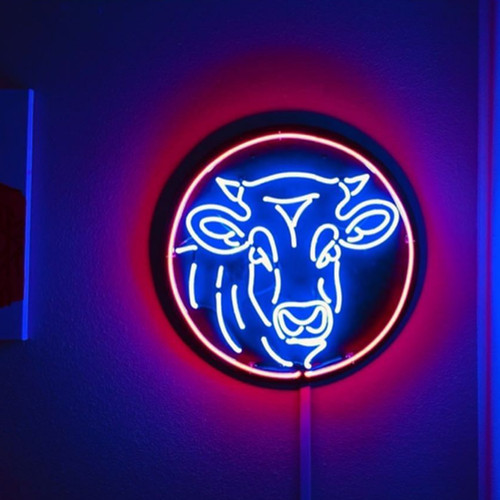 Cow neon sign restaurant - cow,