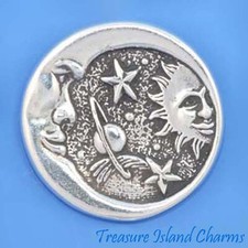 Ciondolo tondo argento sterling 925 celeste universo cielo stella luna sole saturno