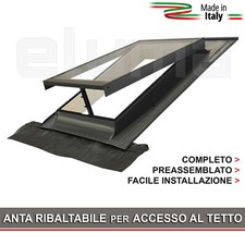 Lucernario, Finestra da tetto + Raccordo, Mod BASIC VASISTAS 48x72, Antigrandine