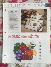 Schema punto croce Ricamo Frutta e verdura grembiule cucina cesto di frutta