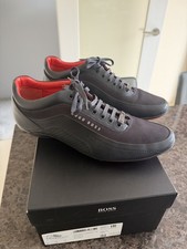 ORIGINALI SCARPE DA GINNASTICA UOMO HUGO BOSS PELLE HB RACING BLU SCURO BLU NAVY TAGLIA 10