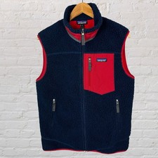 Patagonia Retro X Gilet Pile Profondo Full Zip Blu Rosso Outdoor Escursionismo Uomo Medium