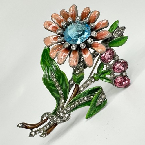 Spilla fiore smaltato art deco - spilla,