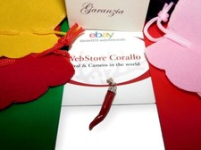 CORNO corallo in italiano ciondolo rosso argento 925 di pietra preziosa naturale Cornicello vero
