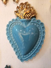 Cuore ex voto porcellana blu e