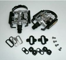 PEDALI DOPPIA FUNZIONE FPD SGANCIO RAPIDO+ TACCHETTE SPD MTB BICI ATTACCO Allumi