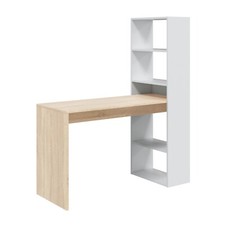 Scrivania Libreria Moderna In Legno Camera Studio Bianco Rovere cm 120x53x144h