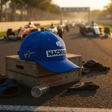 Cappello Ayrton Senna Berretto Nacional Formula 1 F1 Taglia Adulto Blu Corsa Replica