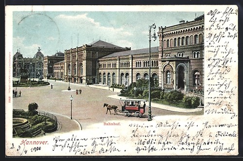 Cartolina hannover stazione - hannover,,