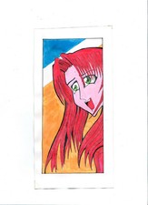 Disegno a china e colore Viso di ragazza in stile Manga prova d'autore