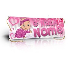 BANNER STRISCIONE nascita - BAMBINA ROSA - CON NOME bimba bambina