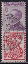 X130 REGNO D’ITALIA – Pubblicitari, 50 c. “Singer” n. 16, timbrato.