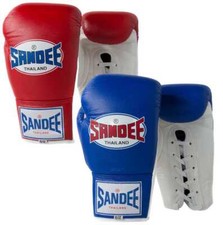 Guanti da boxe stringati Sandee Sparring Professionisti combattimento Muay Thai