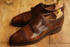 Scarpe John Lobb William Brown Museum pelle di vitello doppia fibbia monaco uomo UK 7,5