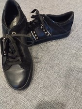 SCARPE SNEAKERS PELLE  GEOX DONNA NUMERO 38 NERE NUOVE SENZA SCATOLA