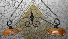 LAMPADARIO BILANCIERE RUSTICO FERRO BATTUTO TERRACOTTA TAVERNA AMBIENTI RUSTICI 