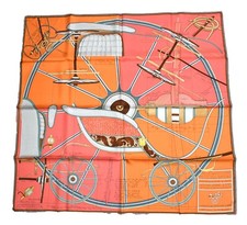 Foulard Hermes PETIT DUC 90 Cm Seta Arancione Carrozza