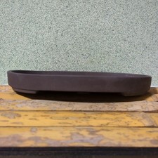 Vaso per bonsai giapponese Tokoname ellisse 25x18x3 cm firmato 水庄園 Vintage...