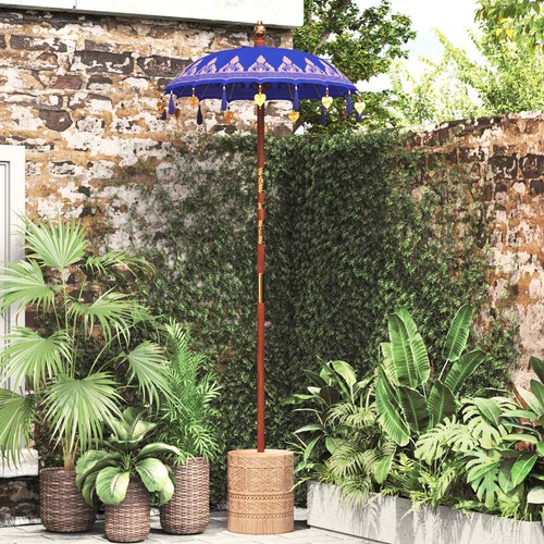 Ombrello balinese con base blu - con,