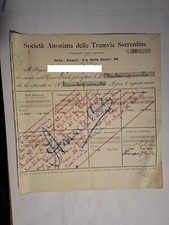 DOCUMENTO AZIONI FERROVIE SOCIETA' DELLE TRAMVIE SORRENTINE SORRENTO NAPOLI 1903