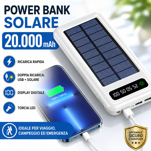 Power bank solare 20000mah - power,
