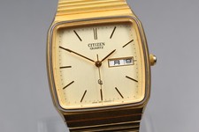 Orologio Vintage [N MINT] Nuovo Batt Citizen 3801-450604 Oro KANJI Uomo Qz GI...