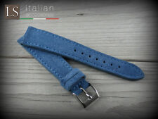 Cinturino in Pelle Scamosciata LS SUEDE vintage 18 20 22 Watch Strap Azzurro 