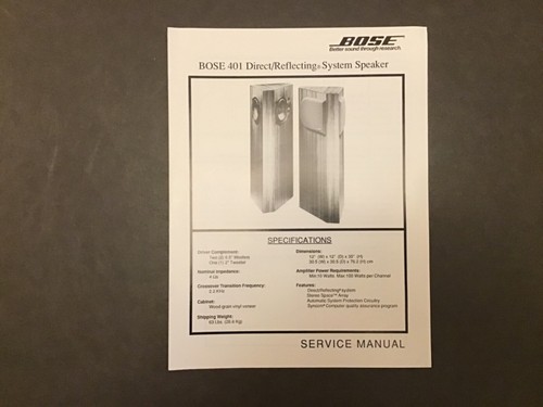 Bose manuale servizio 401 - manuale,