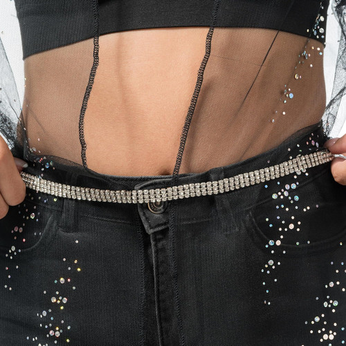 Cintura con strass argentati - con,