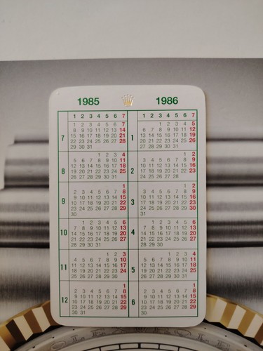 Calendario rolex 1985 1986 - rolex, 1985-1986