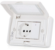 AIGOSTAR PLACCA STAGNO DA ESTERNO 3 VIE PRESA SHUKO INTERRUTTORE PER 503 INCASSO