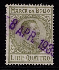 Italy 1920s 4 Lire Marca Bollo