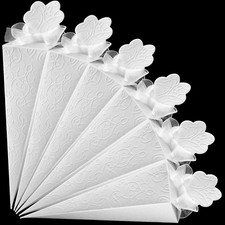 60 Pezzi Coni Portariso Matrimonio Bianchi Coni Portaconfetti Con Nastri Bianchi