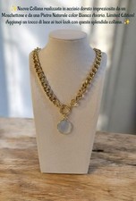 Collana donna in acciaio Dorato Impreziosita con una Pietra Naturale Avorio 