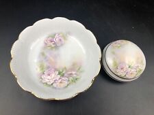 Porta gioielli portagioie scatola con piatto vintage porcellana VIEUX LIMOGES