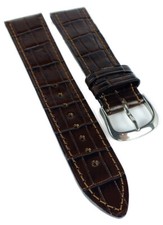 Junghans Mega > Cinturino Orologio 22mm Pelle Braun Simil Coccodrillo > 055/4351