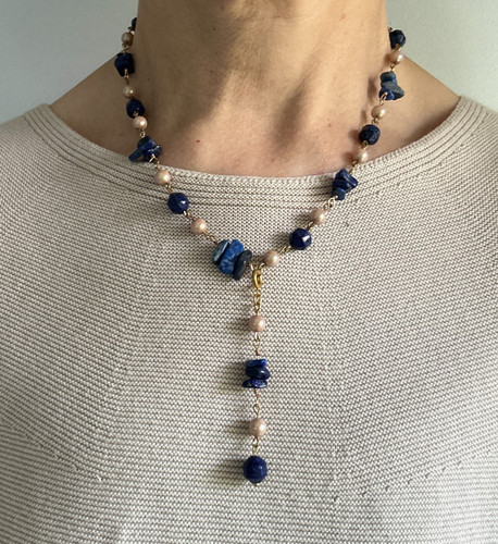 Ooak lapislazzuli perla - perla, filo