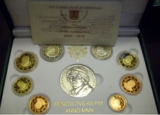 Papa Benedetto XVI - Serie completa di 8 monete in conf. originale - 2010 PROOF