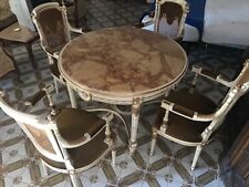 tavolo antico barocco rotondo piano marmo 4 sedie perfette condizioni