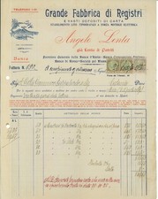 Fattura int. ANGELO LENTA, Fabbrica di registri, Deposito di carta. Napoli 1925
