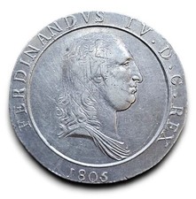 Napoli 120 grana piastra 1805 capelli lisci testa piccola Ferdinando IV Borbone