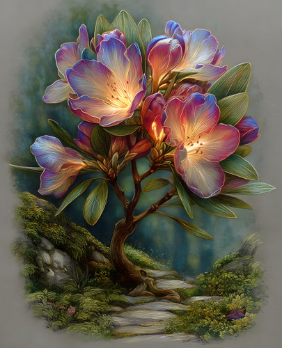 Albero luminoso con fiori - , di