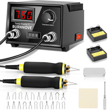 Pirografo per Legno Professionale, 60W 220V Con Doppia Penna, Display Digitale E