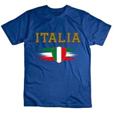 T SHIRT ITALIA scritta  BLU