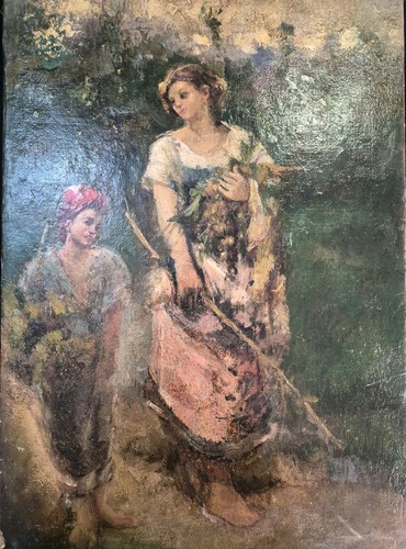 Dipinto olio tela contadine - dipinto,