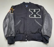 Giacca personalizzata nera Power Panther Fist Malcom X Varsity lana pelle uomo taglia:L