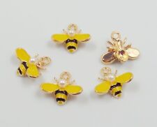 4pz ciondoli ape api  in metallo smaltato 15x17,5mm colore oro,giallo bijoux