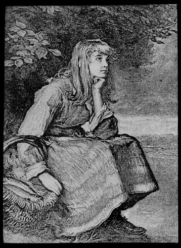 Girl with basket trout - girl, a